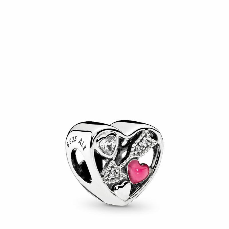 Pandora Struck By Love Charm - Sterling Silver/Enamel/Pink/Cubic Zirconia - Canada | XW7644YJ